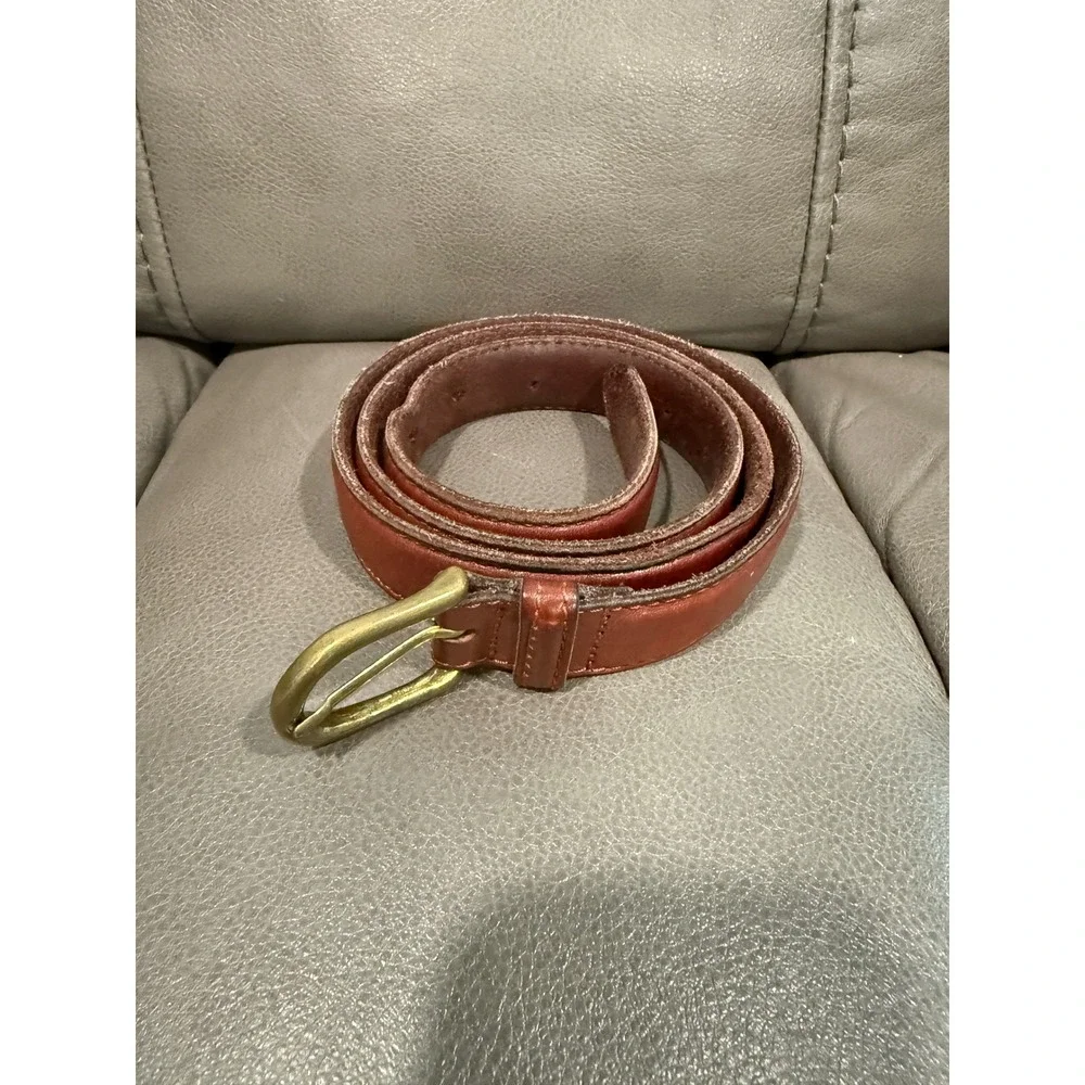 Cognac Brown Genuine Leather Belt‎ Made in Turkey Brass Buckle Size 38